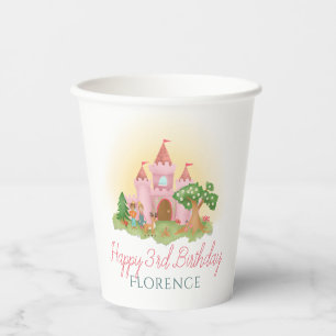 Gobelets En Papier Filles mignonne Pink Fairytale Princess Anniversai
