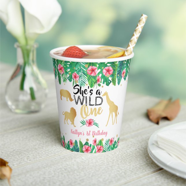 Gobelets En Papier Filles Wild One Premier anniversaire (Insitu)