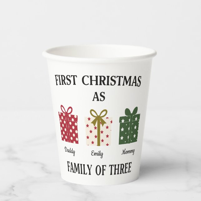 Gobelets En Papier First Christmas as Family of 3 Keepsake (Recto)