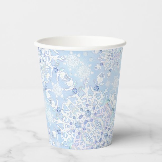 Gobelets En Papier Flacon de neige bleu glace (Recto)