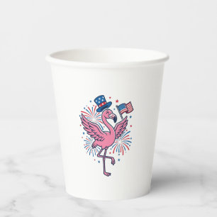 Gobelets En Papier Flamant patriotique feux d'artifice Vector Design_