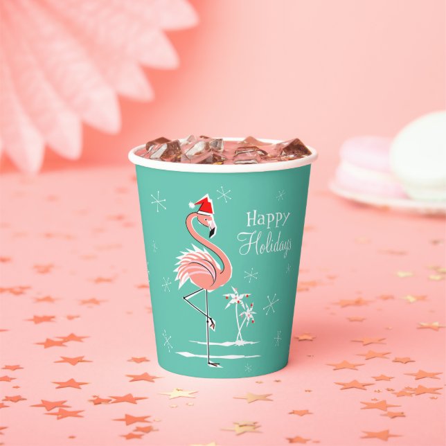 Gobelets En Papier Flamant rose de Noël Joyeuses Fêtes (Insitu)
