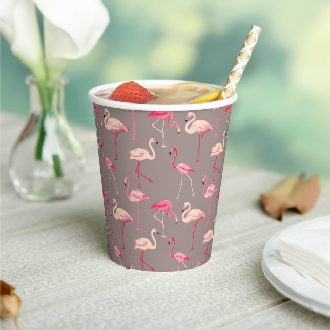 Gobelets En Papier Flamants roses rétro (Insitu)