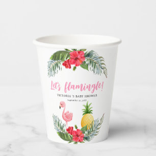 Gobelets En Papier Flamingo Tropical C'est une fille Baby Shower