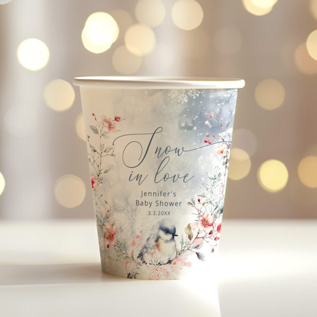 Gobelets En Papier Flammes de neige d'hiver Neige en amour douche nup (Créateur téléchargé)