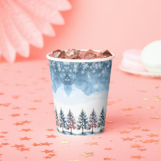 Gobelets En Papier Flammes de neige et Baby shower des pins