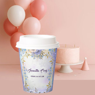 Gobelets En Papier Fleur Bleue Fleur Fleur Fleur Fleur Florale Fête A