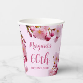 Gobelets En Papier Fleur de cerisier Branches rose 60e anniversaire