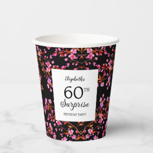Gobelets En Papier Fleur de cerisier Surprise Noir Anniversaire