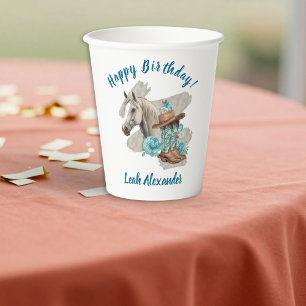 Gobelets En Papier Fleur de Cheval Occidental - Blanc