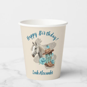 Gobelets En Papier Fleur de Cheval Occidental - Crème