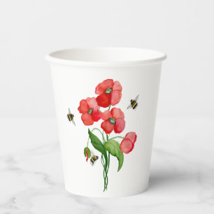 Gobelets En Papier Fleur de pavot et bourdons délicieuses