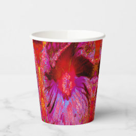 Gobelets En Papier Fleur d'Hibiscus rouge rétro Trippy psychédélique