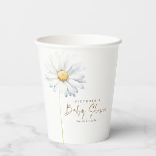 Gobelets En Papier Fleur marguerite blanche Élégant Baby shower minim