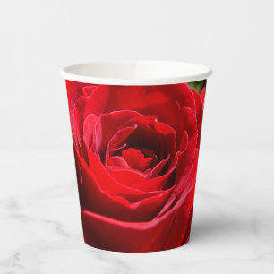 Gobelets En Papier Fleur rose rouge vif Belle florale