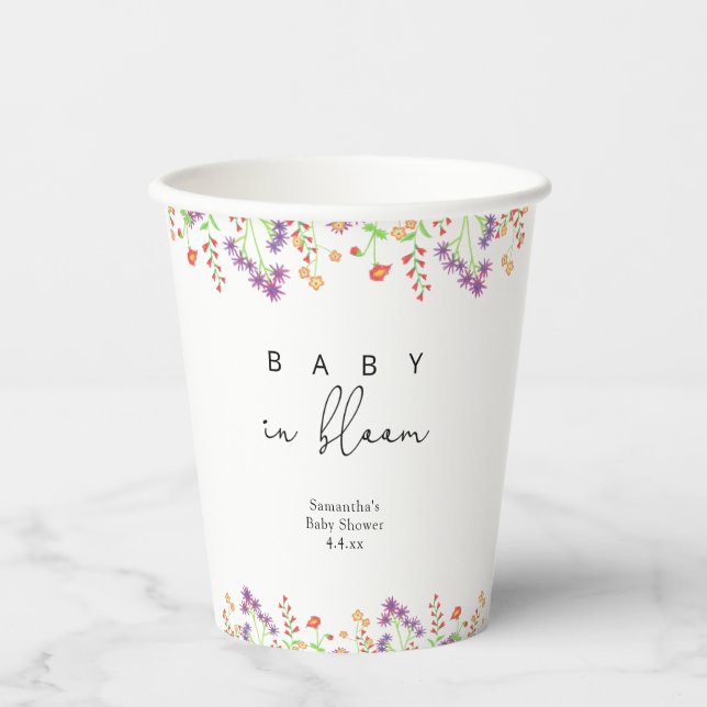 Gobelets En Papier Fleur sauvage - Bébé en fleurs (Recto)