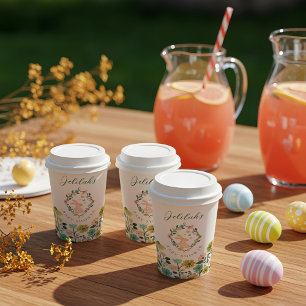 Gobelets En Papier Fleur sauvage de printemps Easter Bunny Baby showe