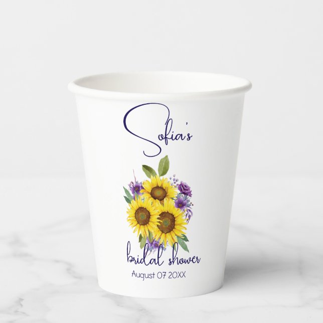 Gobelets En Papier Fleur sauvage jaune violet aquarelle  (Recto)
