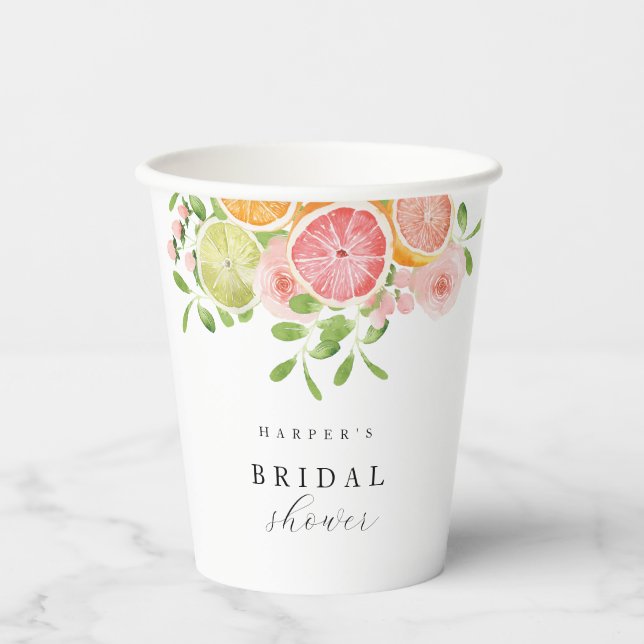 Gobelets En Papier Fleur vive et agrumes douche nuptiale (Recto)