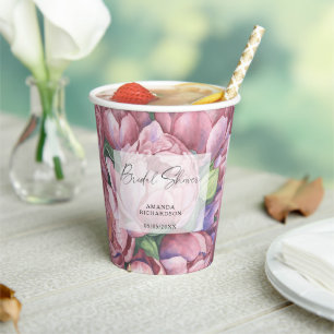 Gobelets En Papier Fleurs à motif aquarelle - douche de mariée