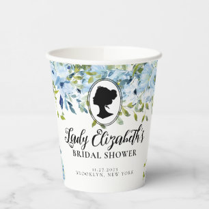 Gobelets En Papier Fleurs bleues vintage Shower de mariage de la soci