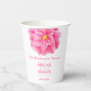 Gobelets En Papier Fleurs d'aquarelle rose Camellias mariage personna
