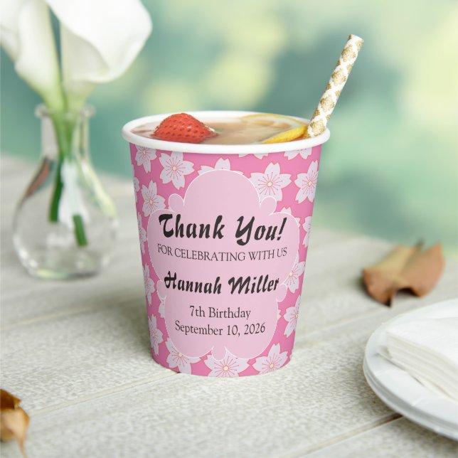 Gobelets En Papier Fleurs de cerisier rose Anniversaire (Insitu)