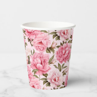 Gobelets En Papier Fleurs de fleurs rose pâle