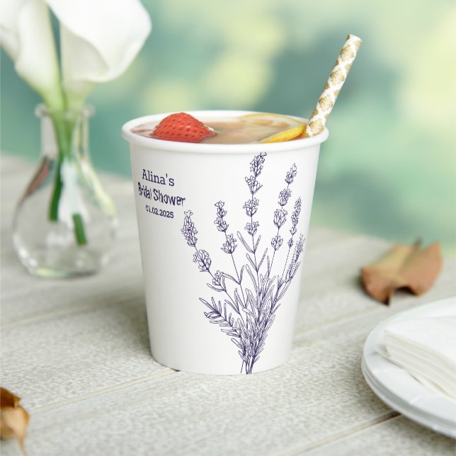 Gobelets En Papier Fleurs de lavande française personnalisées Cups en (Insitu)