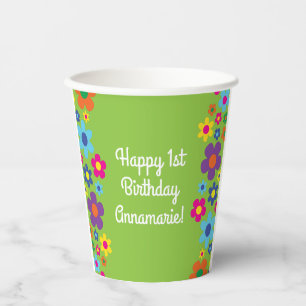Gobelets En Papier Fleurs de marguerite mignonnes Hippie 1er annivers