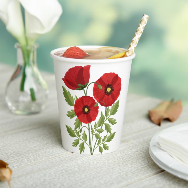 Gobelets En Papier Fleurs d'été joyeuses floraison de pavot (Insitu)
