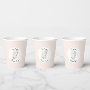 Gobelets En Papier Fleurs d'Orchidée Rose Pêche Blush Mariage