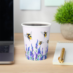 Gobelets En Papier Fleurs et abeilles coupes de papier