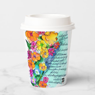 Gobelets En Papier Fleurs et Lettres