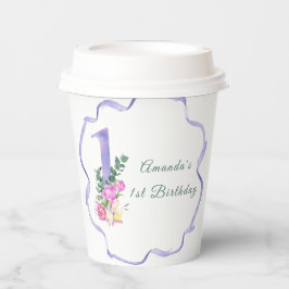 Gobelets En Papier Fleurs et ruban Fête du premier anniversaire