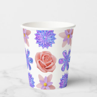 Gobelets En Papier Fleurs roses
