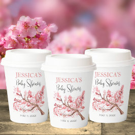 Gobelets En Papier Fleurs roses cerise Fleur rose Fille Baby shower