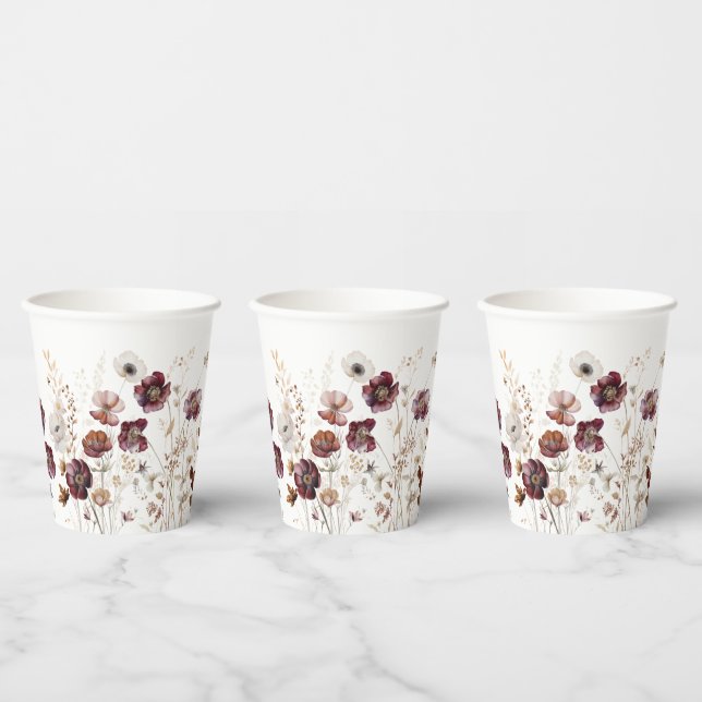 Gobelets En Papier Fleurs sauvages de l'automne rustique (Multi)