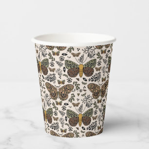 Gobelets En Papier Fleurs sauvages de papillon de nuit bohème moderne