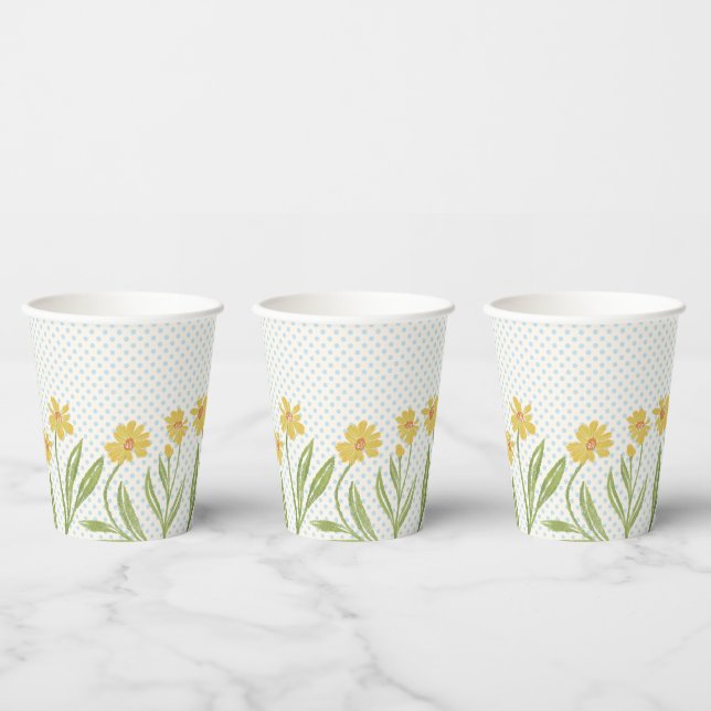 Gobelets En Papier Fleurs simples jaunes (Multi)