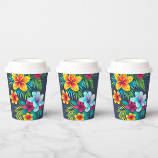 Gobelets En Papier Fleurs tropicales exotiques