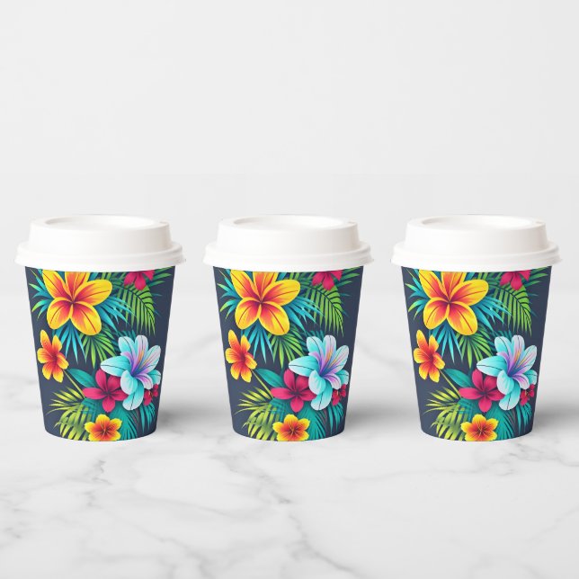 Gobelets En Papier Fleurs tropicales exotiques (Multi)
