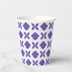 Gobelets En Papier Fleurs violettes sur fond clair