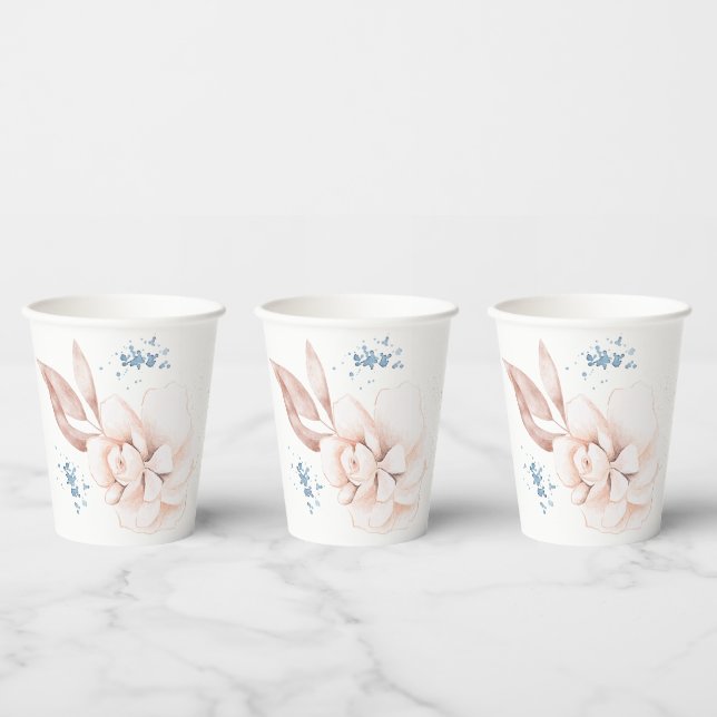 Gobelets En Papier Fleurs Whimsical : Elégant Baby shower d'aquarelle (Multi)