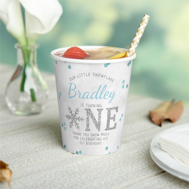 Gobelets En Papier Flocon de neige Hiver 1er anniversaire (Insitu)