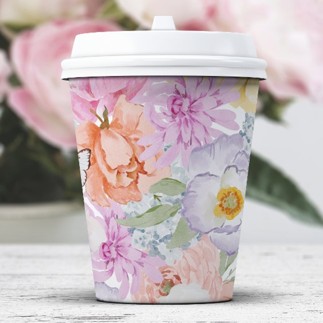 Gobelets En Papier Floral brillant (Bold Bright Floral Paper Cups by Painted Paperie
)