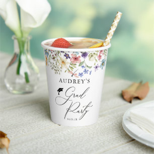 Gobelets En Papier Floral Fleur sauvage moderne Grad Party