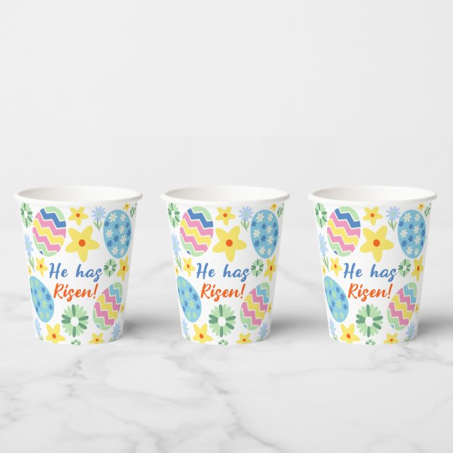 Gobelets En Papier Floral Il S'Est Rendu Mug Pâques (Multi)