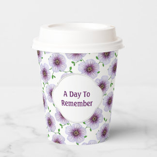 Gobelets En Papier Floral Jardin Bleu Geranium n'importe quel texte s