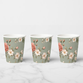 Gobelets en papier floral LoveBird